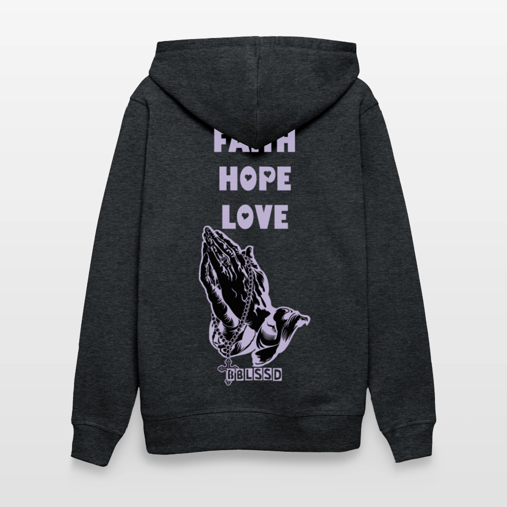 FAITH-HOPE-LOVE|Unisex|Bio Hoodie - Dunkelgrau meliert