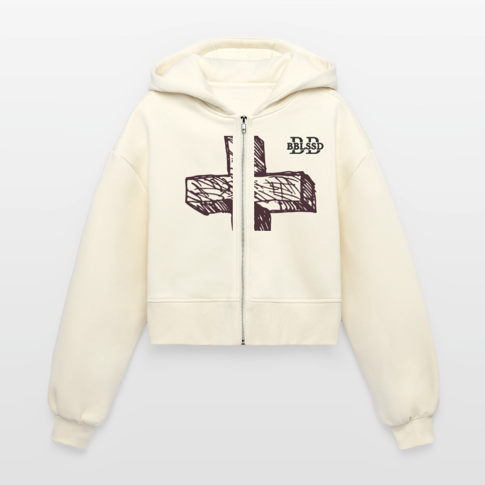 Oversized Cropped Kapuzenjacke |BBLSSD| - Natur