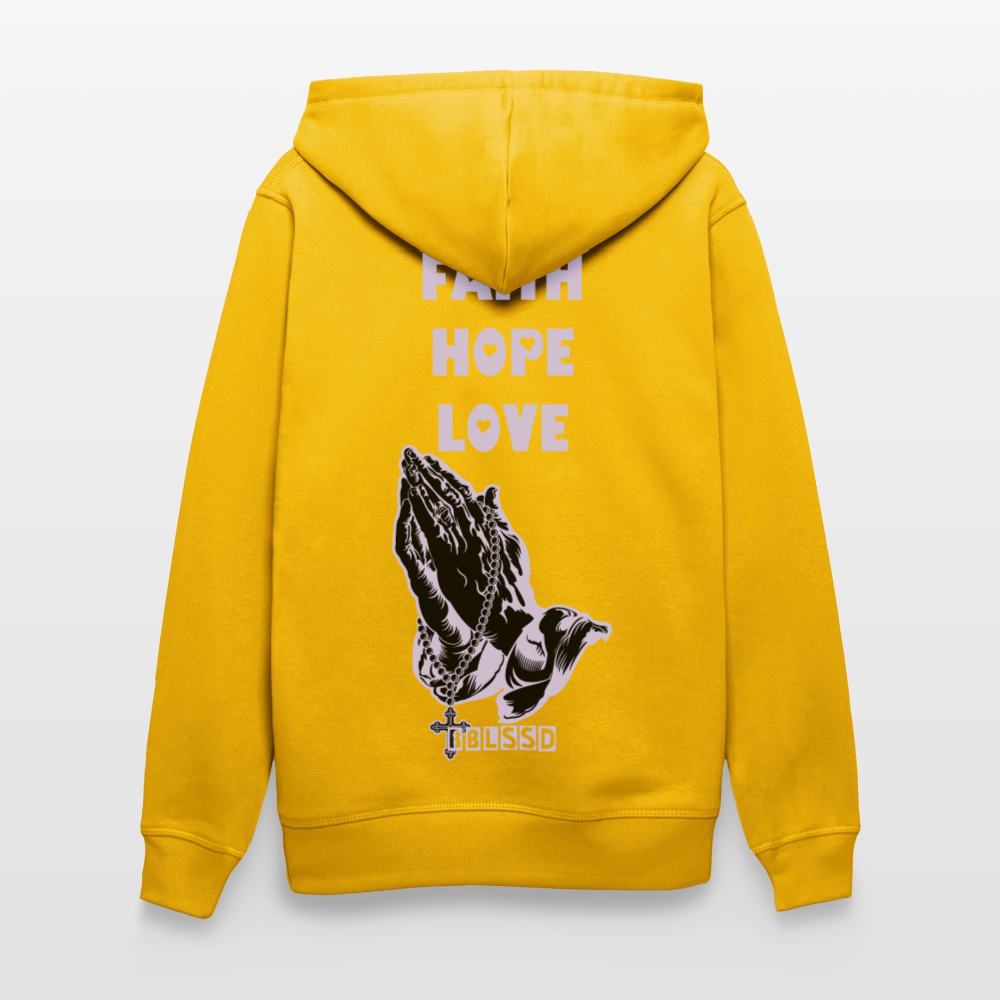 FAITH-HOPE-LOVE|Unisex|Bio Hoodie - Spektralgelb