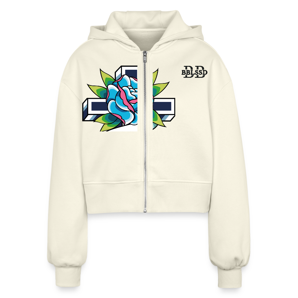 Oversized Cropped Kapuzenjacke - Natur